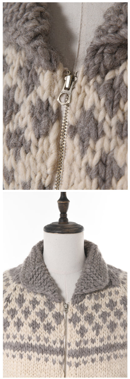 Vintage Neutral Waffle-Knit Long Sleeve Shirt – Spring/Autumn Unisex Casual