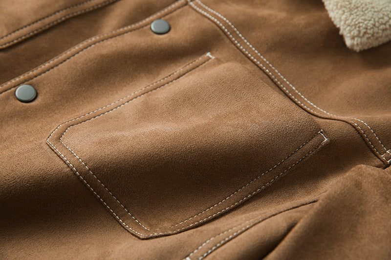 Suede Fleece Workwear Jacket – American Retro Thick Warm Unisex – Japanese vintage | fall outfits 2026 | fall winter outfits | classy winter outfits | lazy comfy outfits | japanese streetwear | vintage workwear | yamalin clothes | Yamalinclothes
