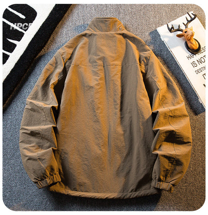 Fleece Thickened Reversible Stand Collar Jacket – Warm Unisex Autumn Winter