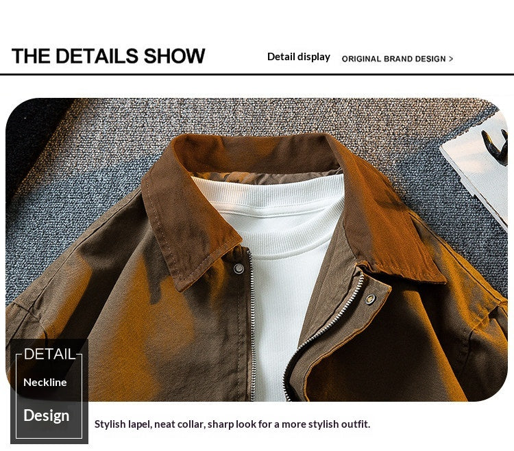 Vintage Washed Detroit Shooting Jacket – Pure Cotton Unisex Spring Autumn