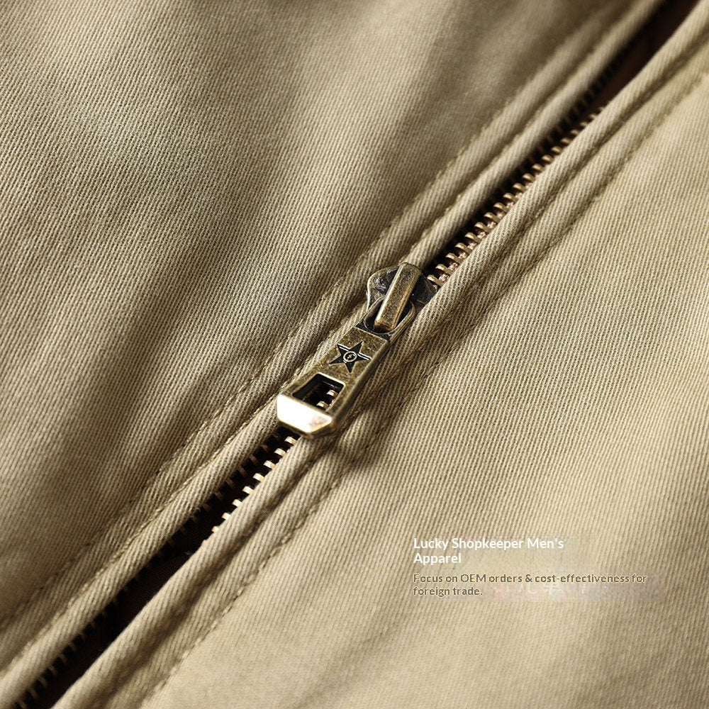 American Detroit Flight Jacket - Retro Washed Cotton Quilted Coat (Men)