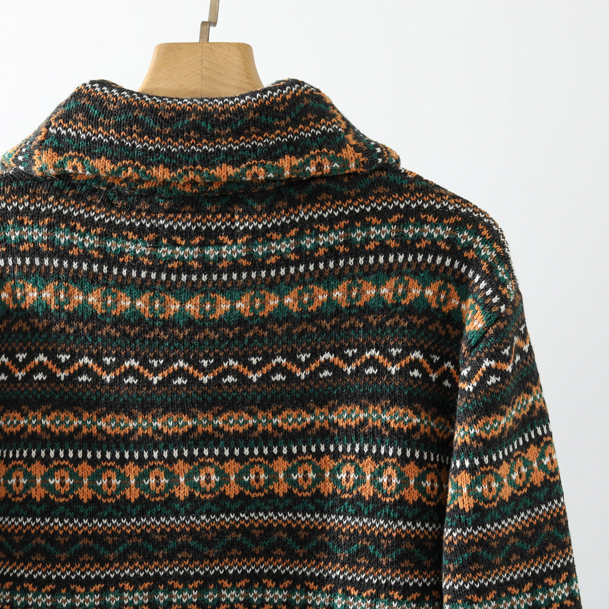 Nordic Fair Isle Knit Cardigan – Wool Blend Jacquard Men – Japanese vintage | yamalin clothes | Yamalinclothes