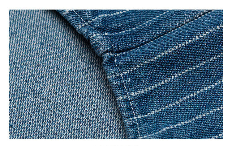 Striped Denim Shirt – Asymmetric Chest Pockets | Yamalinclothes