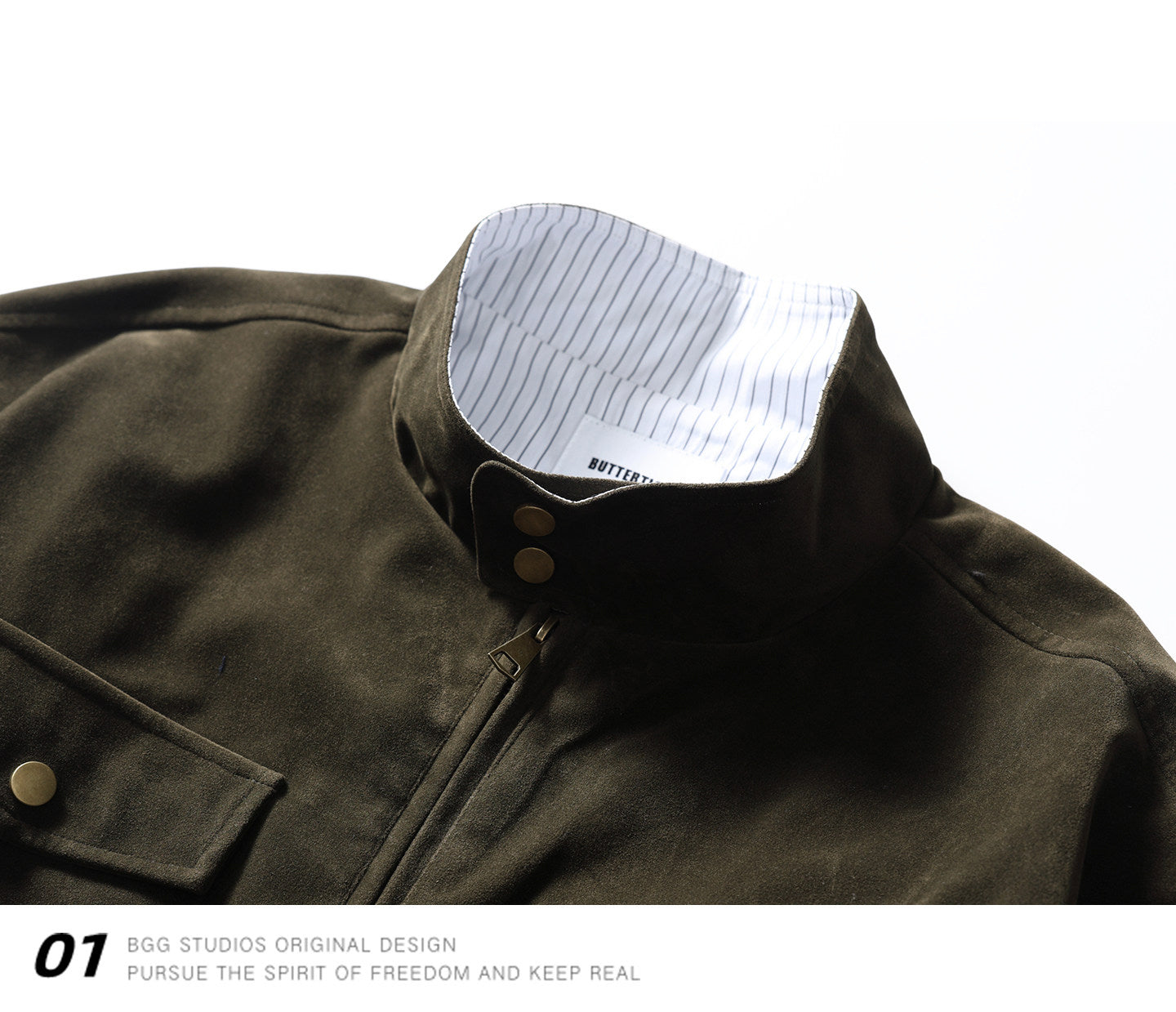 Stripe Patchwork Stand-Collar Harrington Jacket – Oversized Unisex