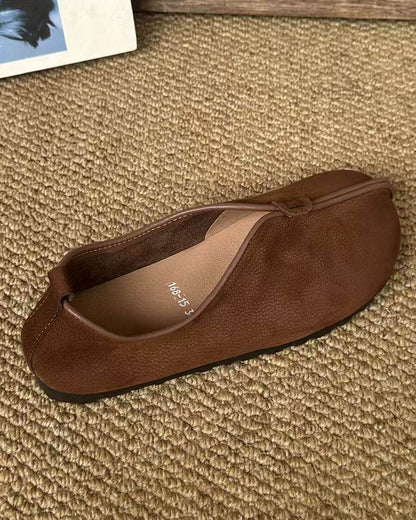 Handmade Artisan Leather Monk Strap Flats – Cotton Linen Style Women's Casual Shoes