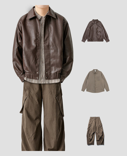 American Vintage Warm Earth-Tone Cargo Jacket – Relaxed Men's Spring Autumn Coat – Japanese vintage | yamalin clothes | Yamalinclothes