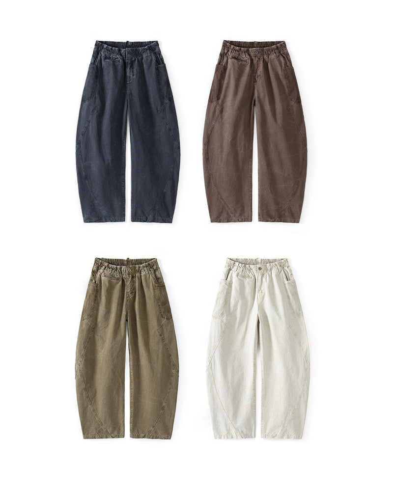 Washed Vintage Loose Tapered Pants – Men's Heavyweight Casual Trousers