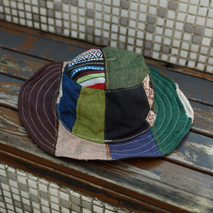 Handmade Patchwork Bucket Hat – Hemp Cotton Foldable Unisex Sun Hat