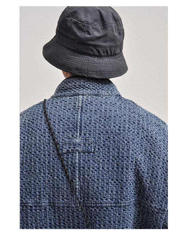 Vintage-Wash Stand-Collar Denim Jacket - Japanese Retro Workwear Coat