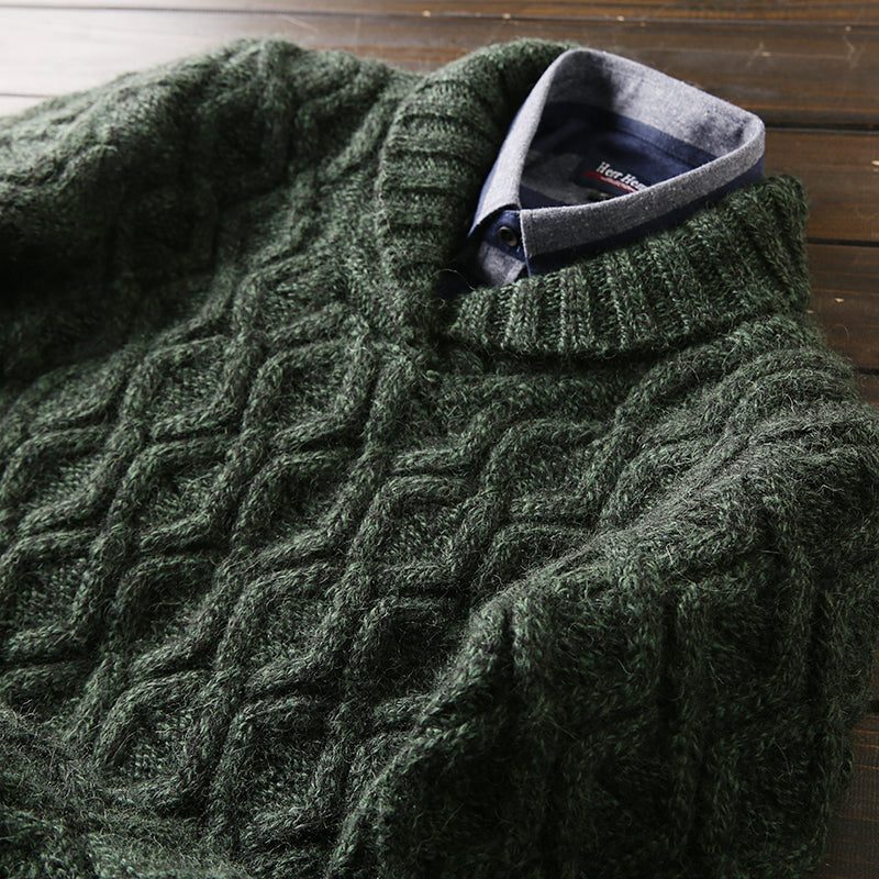 X07 Heavy hard goods 100/wool Italian custom foreign trade original order tail goods men's thick knitted sweater coat