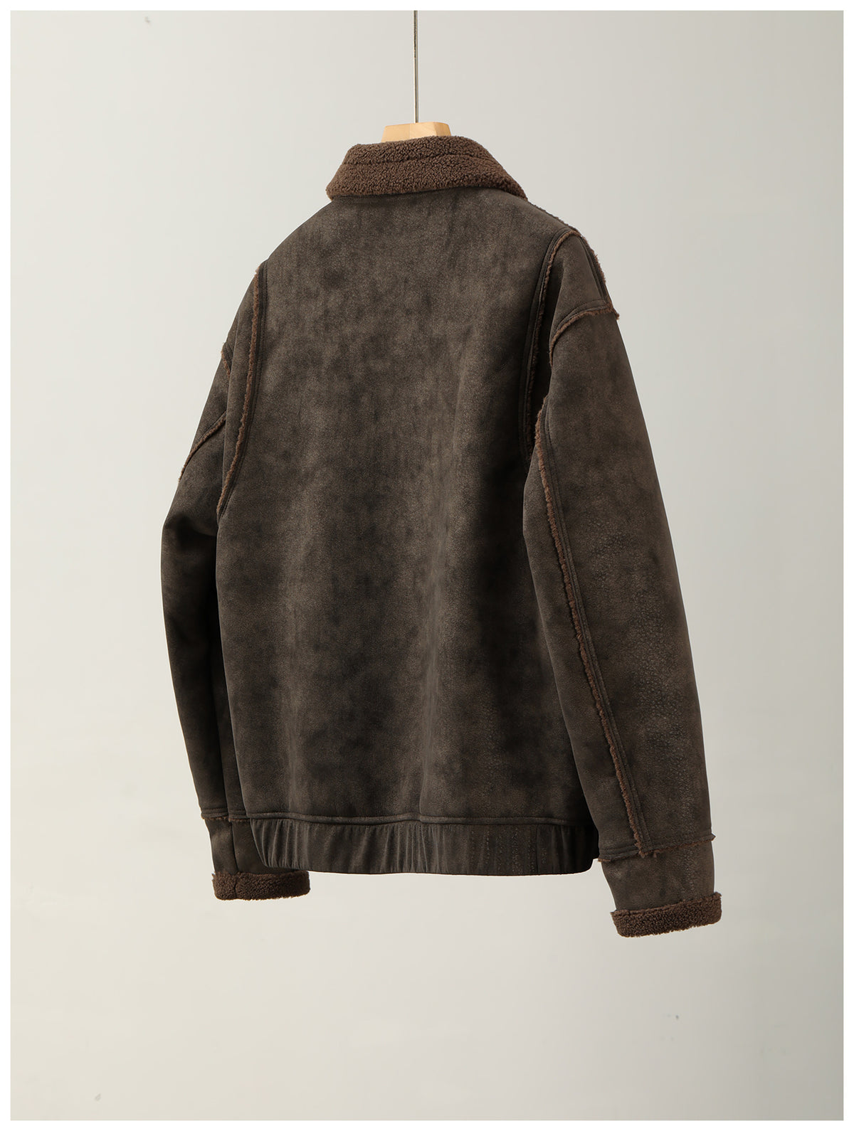 Faux Leather Jacket – Aged Finish & Fleece Collar