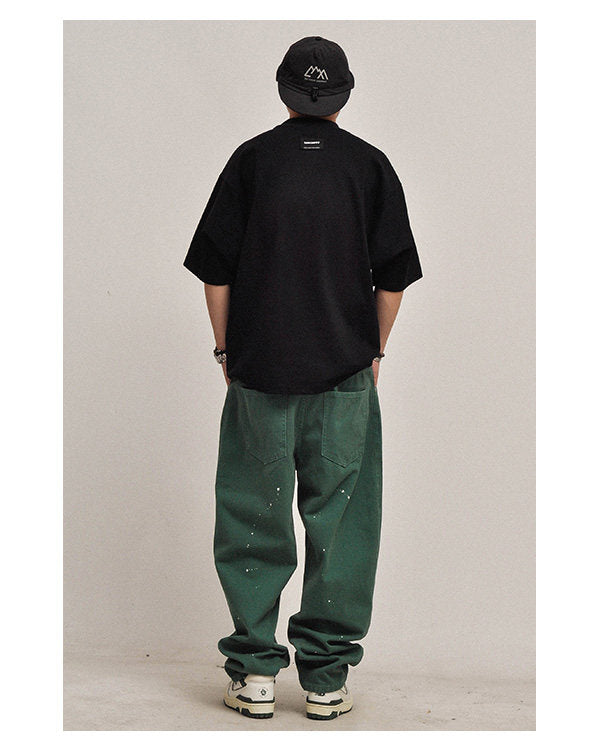 380G Heavyweight Cotton Crewneck Short Sleeve T-Shirt – Loose Solid Color Summer Tee for Men – Japanese vintage | yamalin clothes | Yamalinclothes
