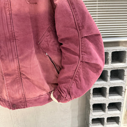 American Vintage Washed Distressed Denim Stand-Collar Jacket – Oversized Unisex