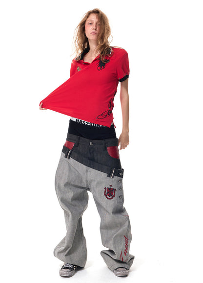 Wide-Leg Jeans – Asymmetric Double Waist