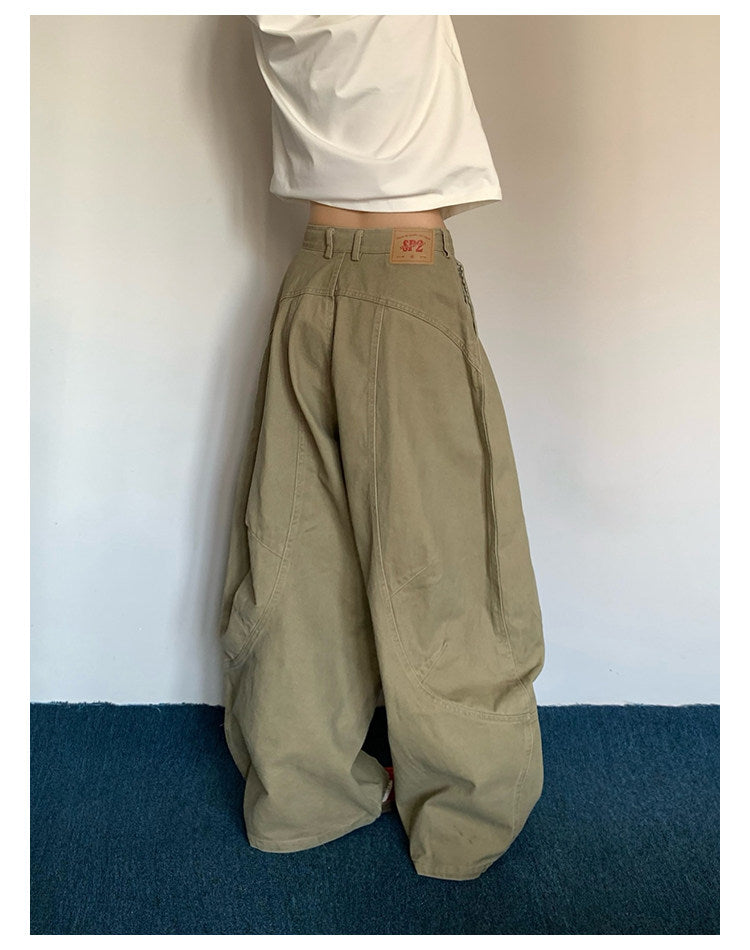 Washed Wide-Leg Cargo Pants – American Retro Unisex