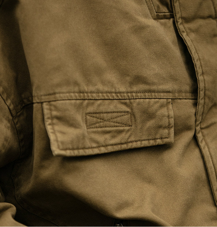 Washed Cargo Flight Jacket – Vintage Drop-Shoulder Oversized Unisex