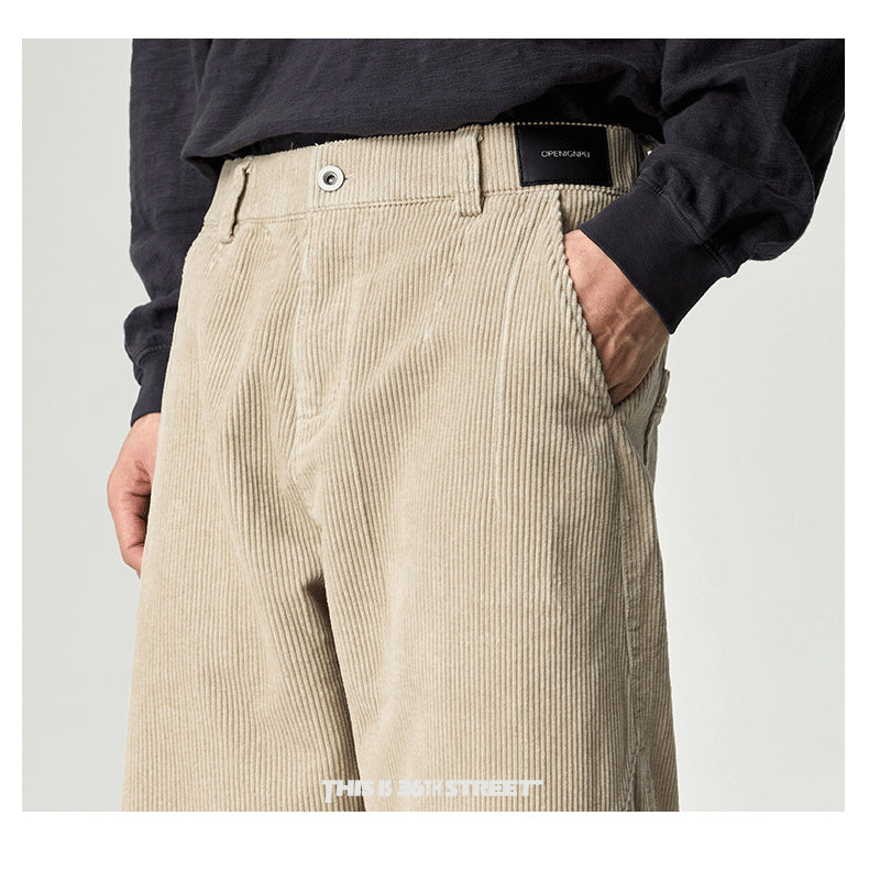 Japanese Heavy Corduroy Wide Leg Pants – Loose Straight Washed Slacks for Men | Japanese vintage | yamalin clothes | Yamalinclothes