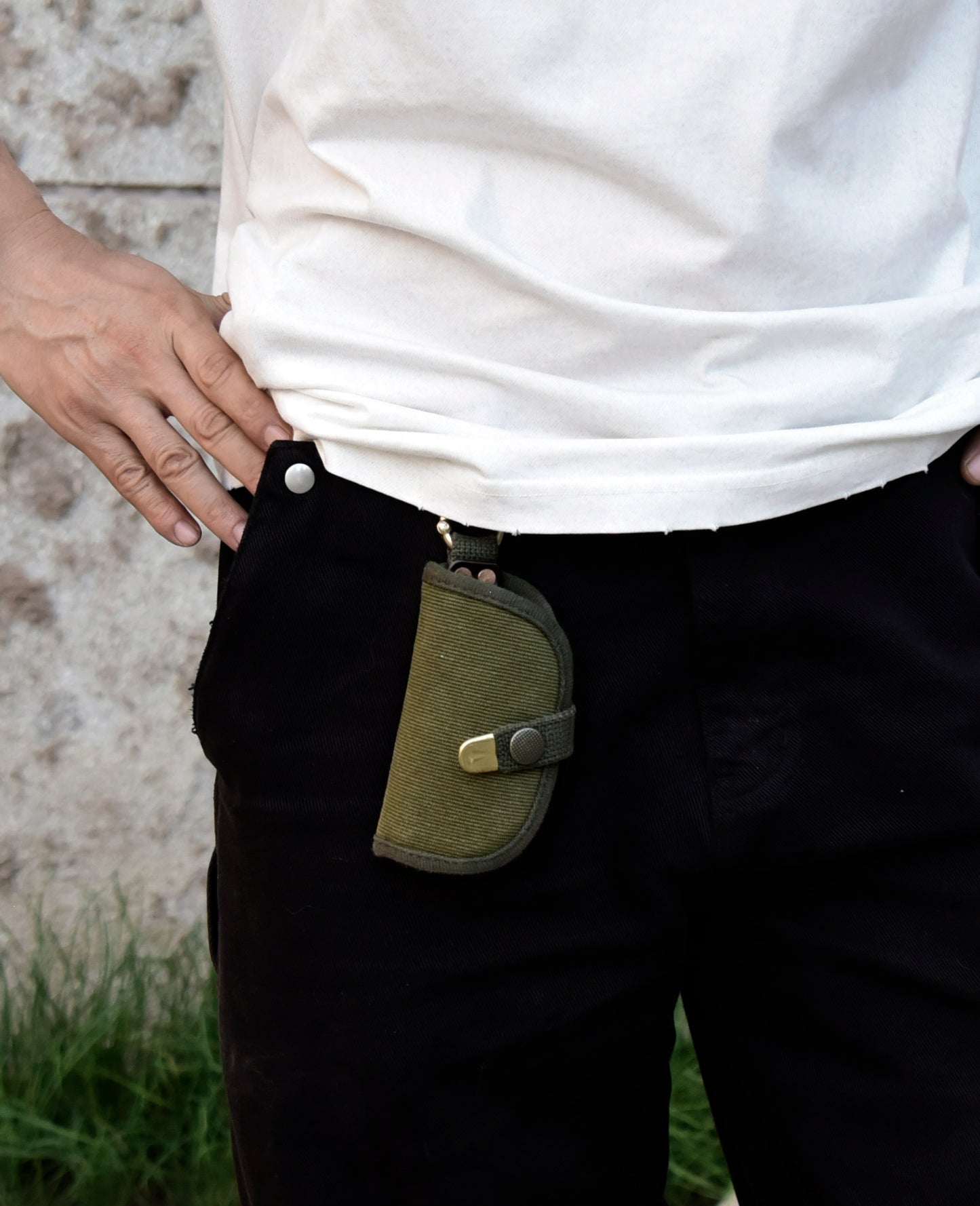 Vintage Canvas Key Pouch – Brass Hardware Artisan Gift – Japanese vintage | yamalin clothes | Yamalinclothes