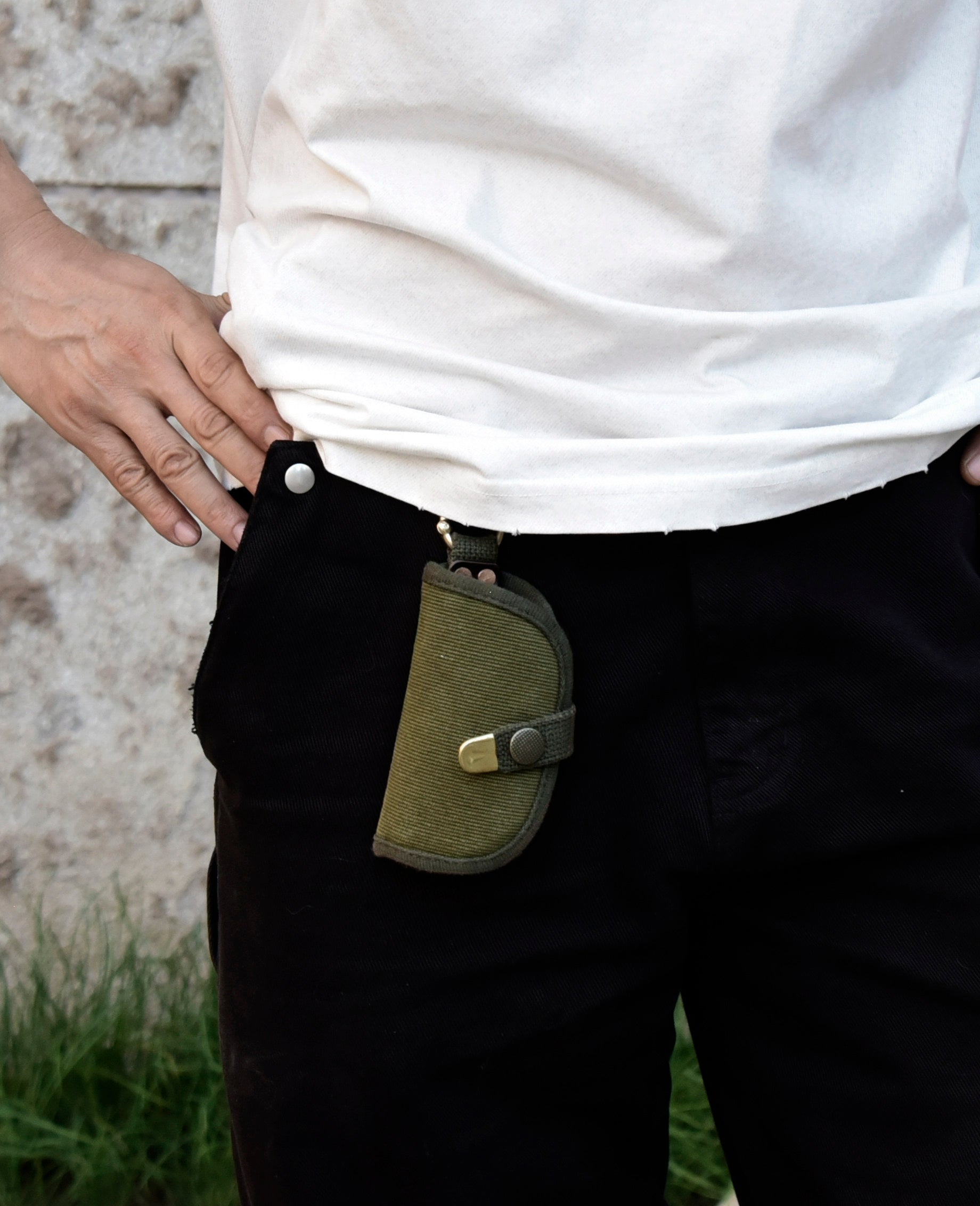 Vintage Canvas Key Pouch – Brass Hardware Artisan Gift – Japanese vintage | yamalin clothes | Yamalinclothes