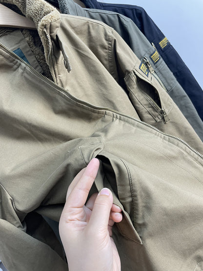 Fleece-Lined Stand-Collar Cargo Jacket – American Vintage Thickened Unisex – Japanese vintage | fall outfits 2026 | fall winter outfits | classy winter outfits | lazy comfy outfits | japanese streetwear | vintage workwear | yamalin clothes | Yamalinclothes