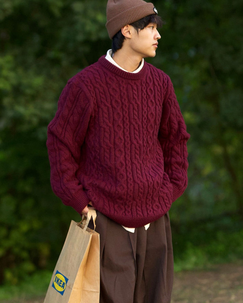Japanese Jacquard Knit Sweater – Vintage Braided Unisex – Japanese vintage | yamalin clothes | Yamalinclothes