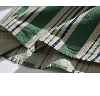 Contrast Vertical Stripe Short Sleeve Shirt – Niche Genderless Casual – Japanese vintage | yamalin clothes | Yamalinclothes