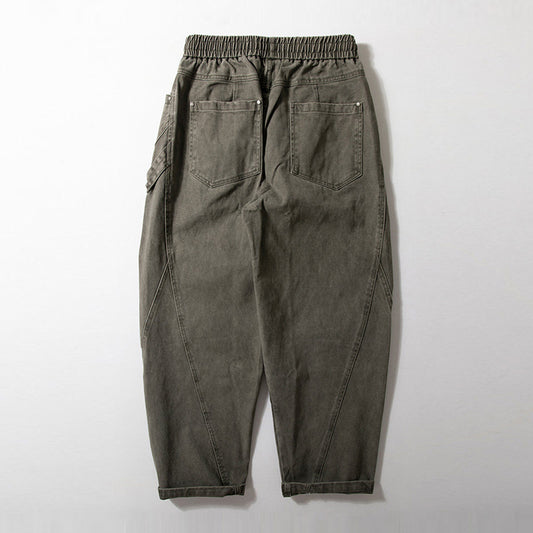 Cotton Pants – Diagonal Seams & Drawstring Waist | Yamalin clothes | Vintage workwear outfit for men