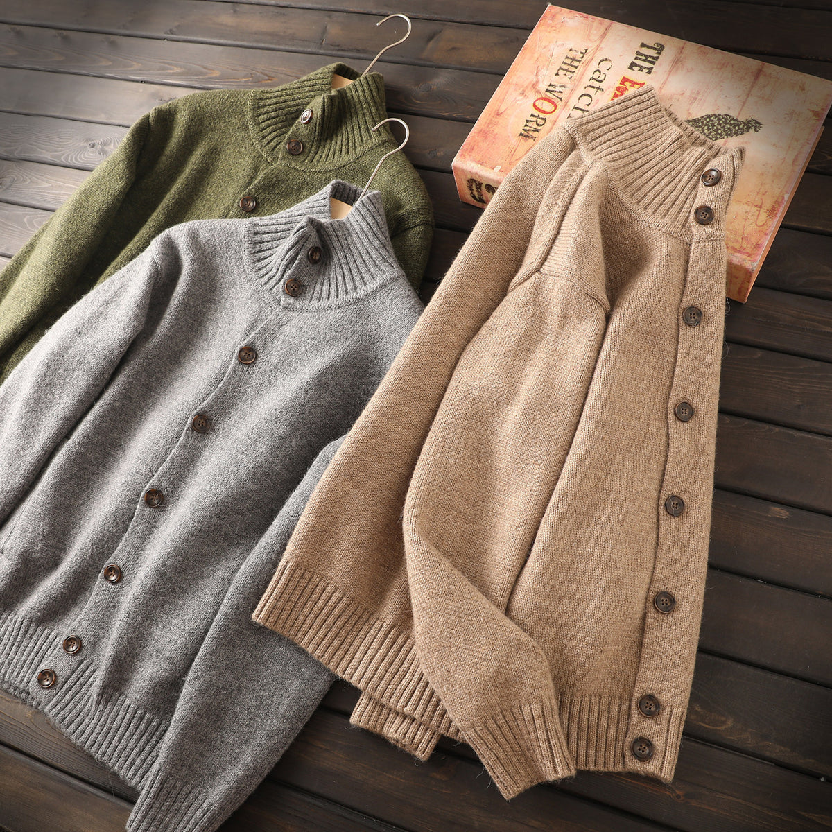 Alpaca Wool Blend Stand-Collar Knit Cardigan – Thickened Oversized Unisex