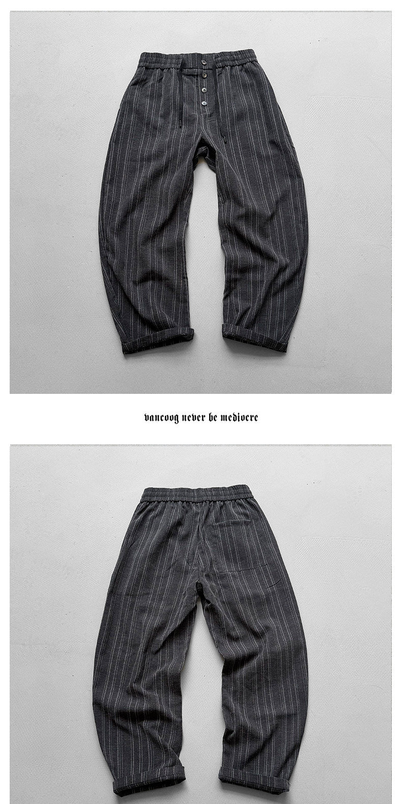 Striped Drapey Wide-Leg Trousers – Loose Vintage Casual Summer Pants Unisex – Japanese vintage | yamalin clothes | Yamalinclothes