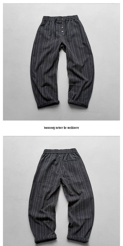 Striped Drapey Wide-Leg Trousers – Loose Vintage Casual Summer Pants Unisex – Japanese vintage | yamalin clothes | Yamalinclothes