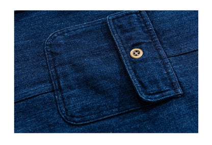 Japanese Vintage Denim Shirt – Loose Long Sleeve Men – Japanese vintage | yamalin clothes | Yamalinclothes