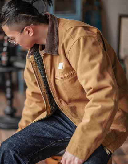 Indigo Heavy Wash Canvas Detroit Cargo Jacket – American Vintage Distressed Unisex – Coats Jackets | japanese streetwear | vintage workwear | unisex | Yamalinclothes