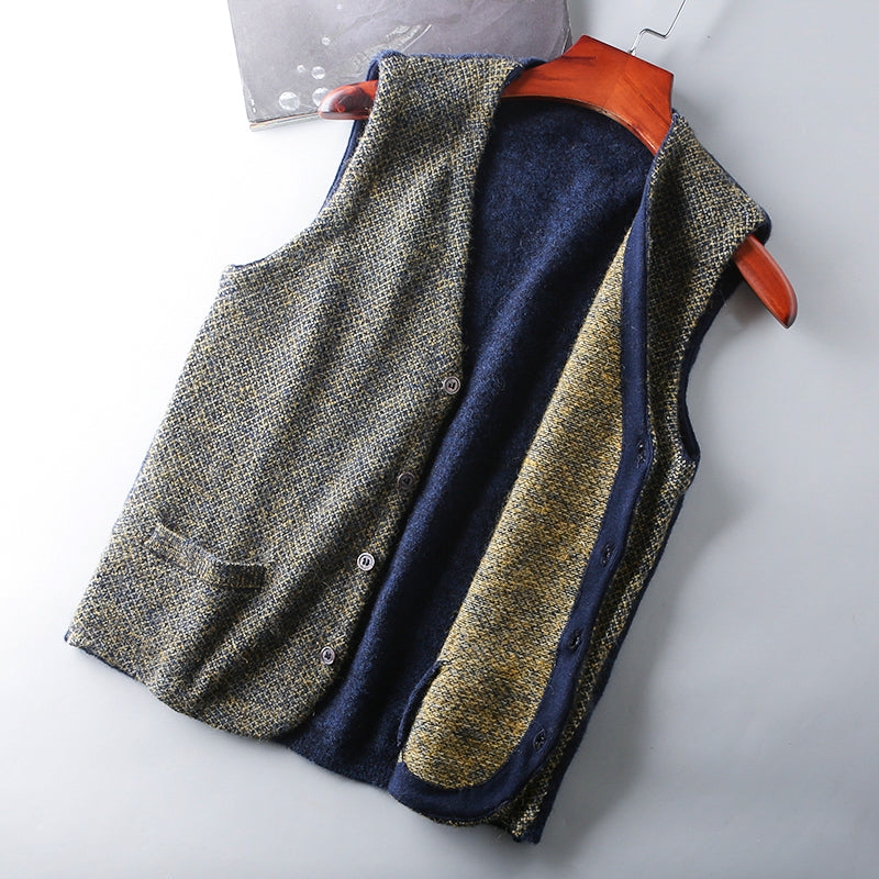 Heavy goods Italian order! Mohair + wool autumn and winter men's knitted cardigan sweater vest