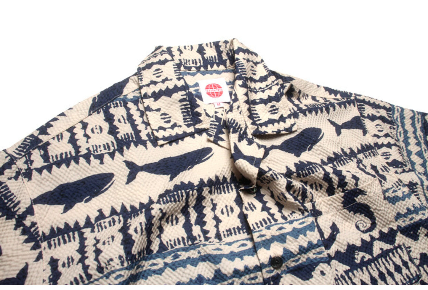 Seersucker Cuban Collar Printed Shirt – Men's Vintage Beach Short Sleeve