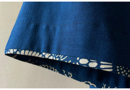 Indigo Dyed Loose Robe Jacket – Japanese Artisan Three-Quarter Sleeve Cardigan