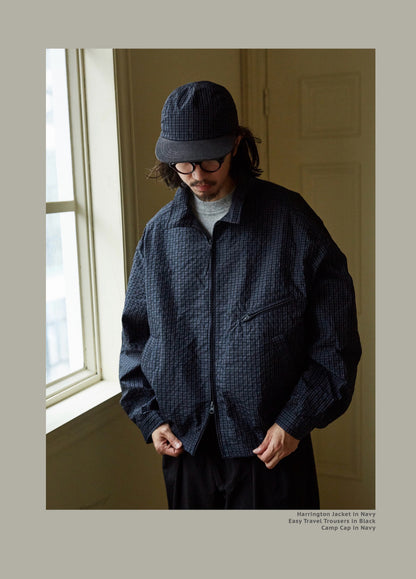 FW24 Vintage Harrington Jacquard Jacket - Yamalin Plaid Texture Memory Fabric Lapel Jacket