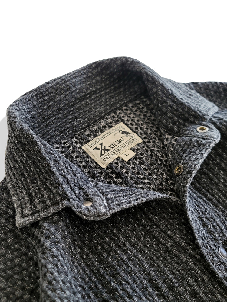 Washed Black Tie-Dye Oversized Shirt Jacket Loose Casual Khaki Vintage