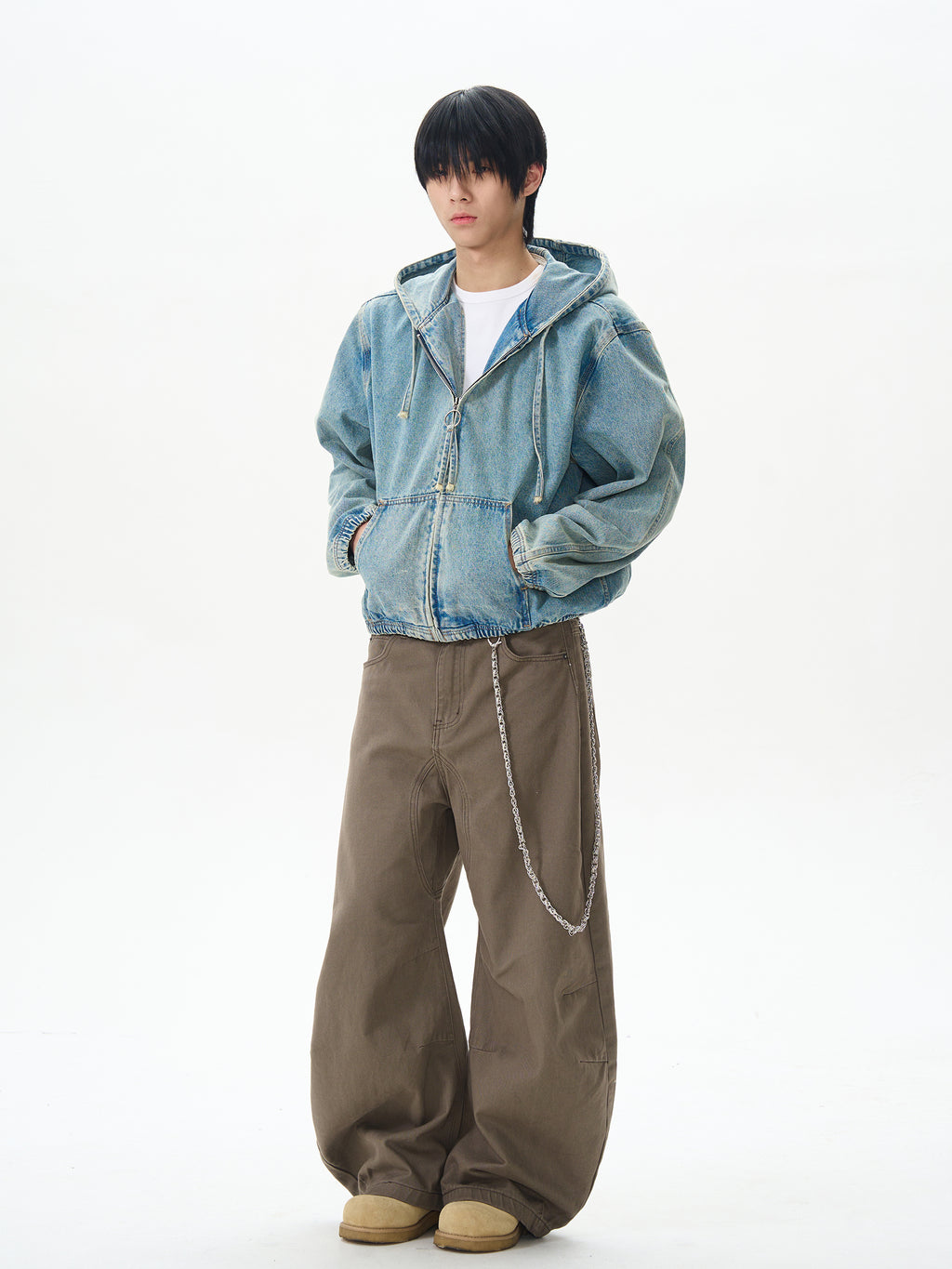 American High Street Hooded Denim Jacket for Men, Trendy Brand with High-End Feel, Cool and Unique Jacket for Couples