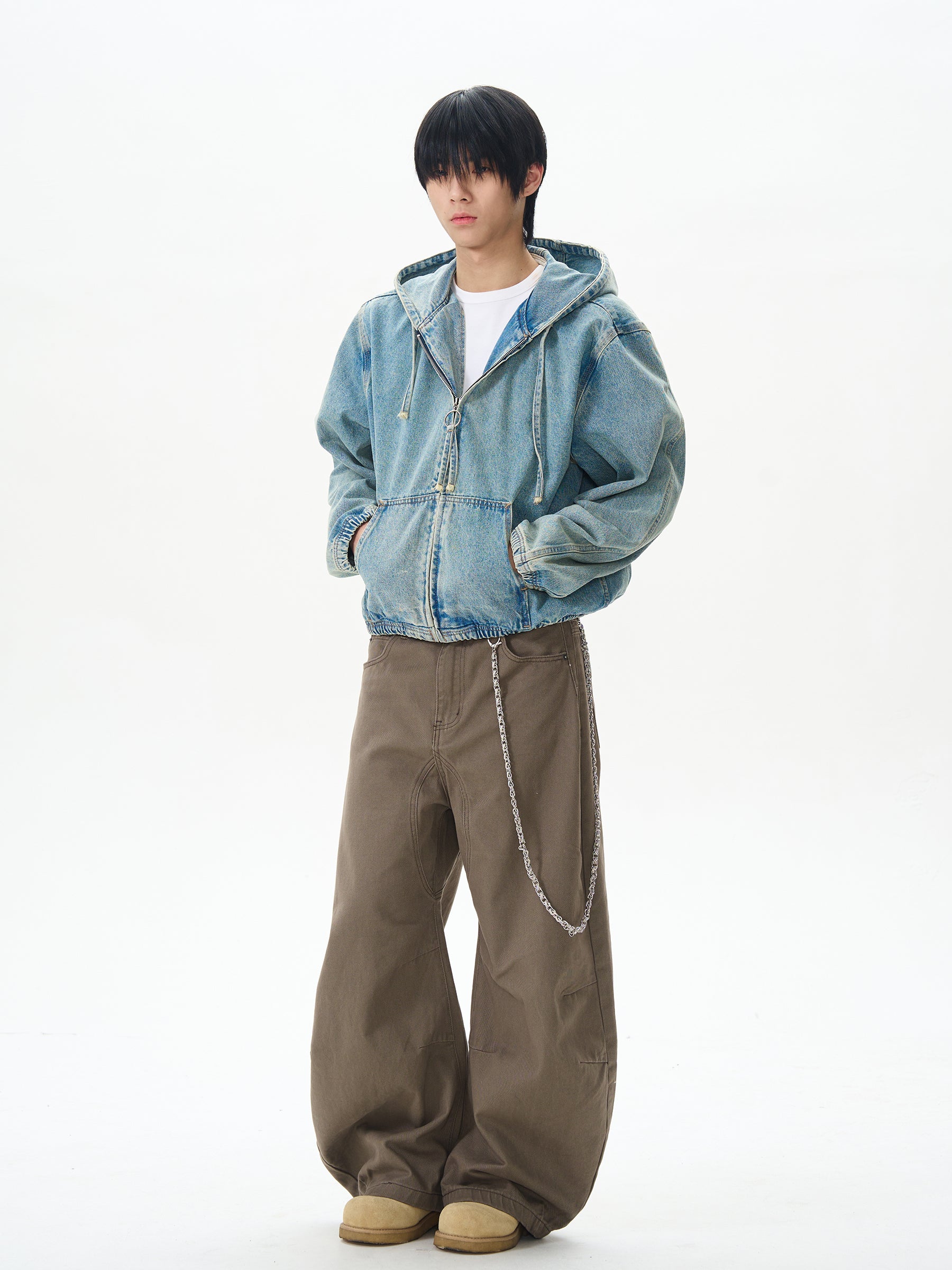 American High Street Hooded Denim Jacket for Men, Trendy Brand with High-End Feel, Cool and Unique Jacket for Couples