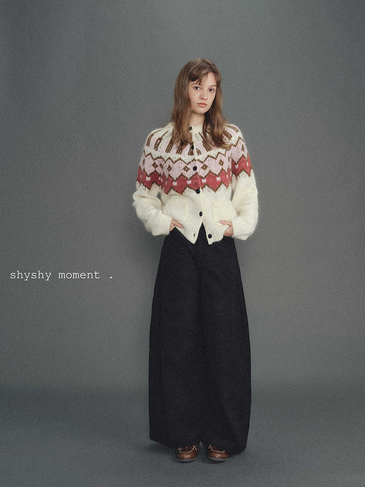 Shyshy Two Colors Choose Your Price Mohair Raw Materials Hand-Painted Design Sense Fairisland Sweater Cardigan Wool Top