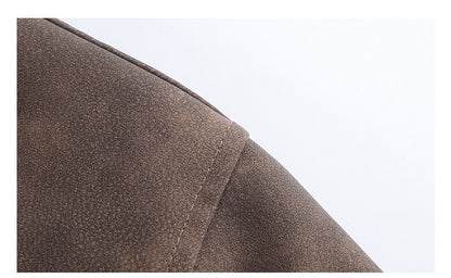 Double-Zip Stand-Collar PU Leather Jacket – Vintage Oversized Unisex