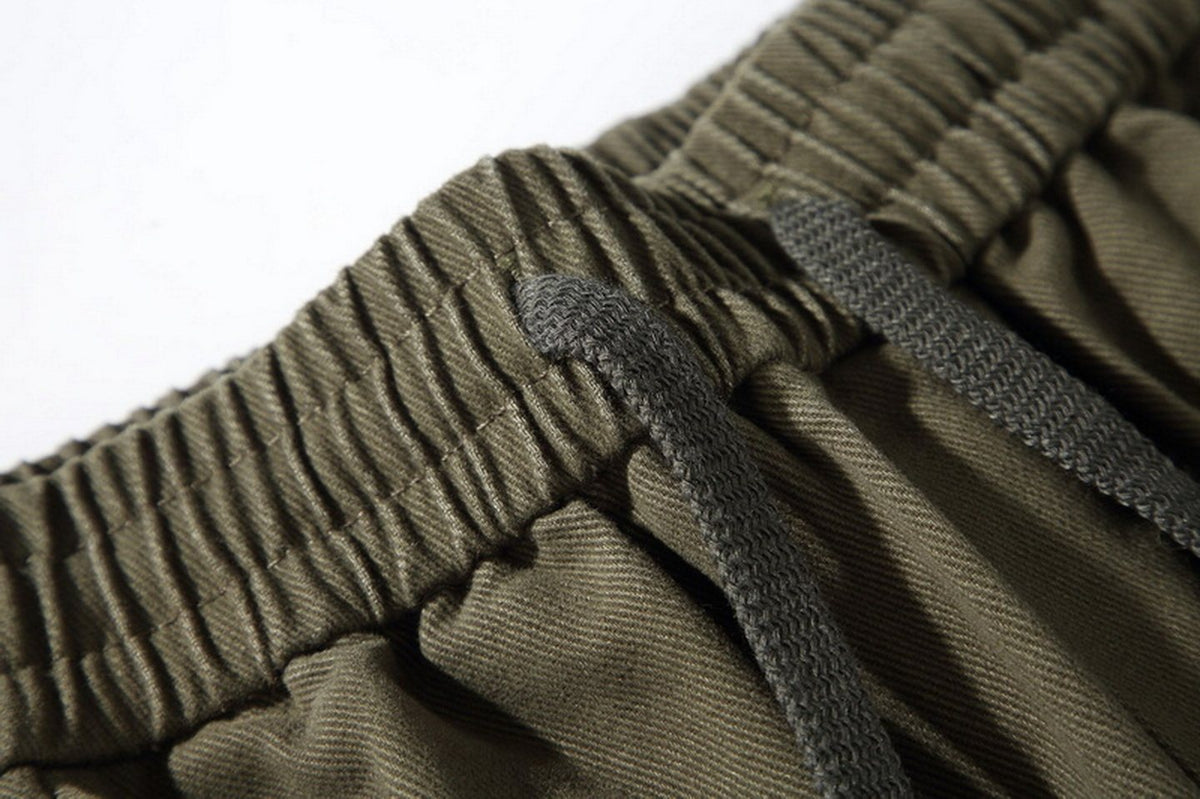 Cotton Cargo Pants – Washed Twill & Drawstring Waist