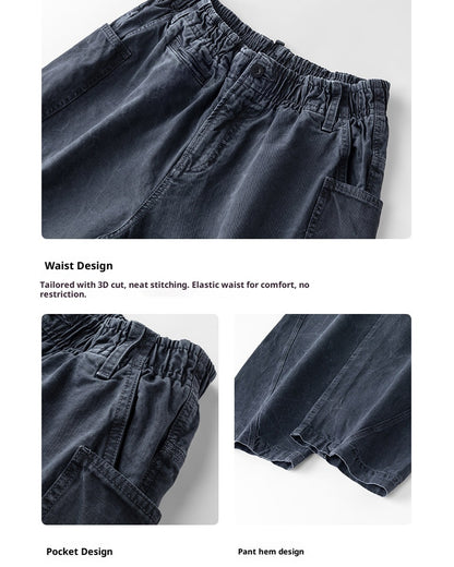 Washed Vintage Loose Tapered Pants – Men's Heavyweight Casual Trousers