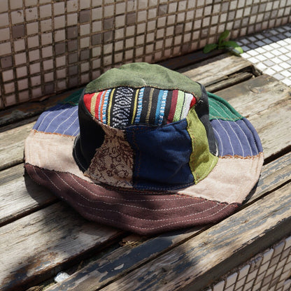 Handmade Patchwork Bucket Hat – Hemp Cotton Foldable Unisex Sun Hat