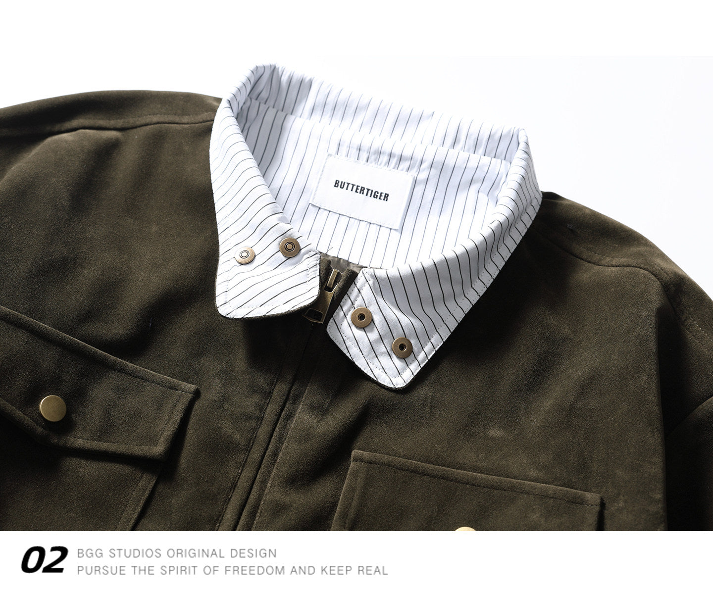 Stripe Patchwork Stand-Collar Harrington Jacket – Oversized Unisex