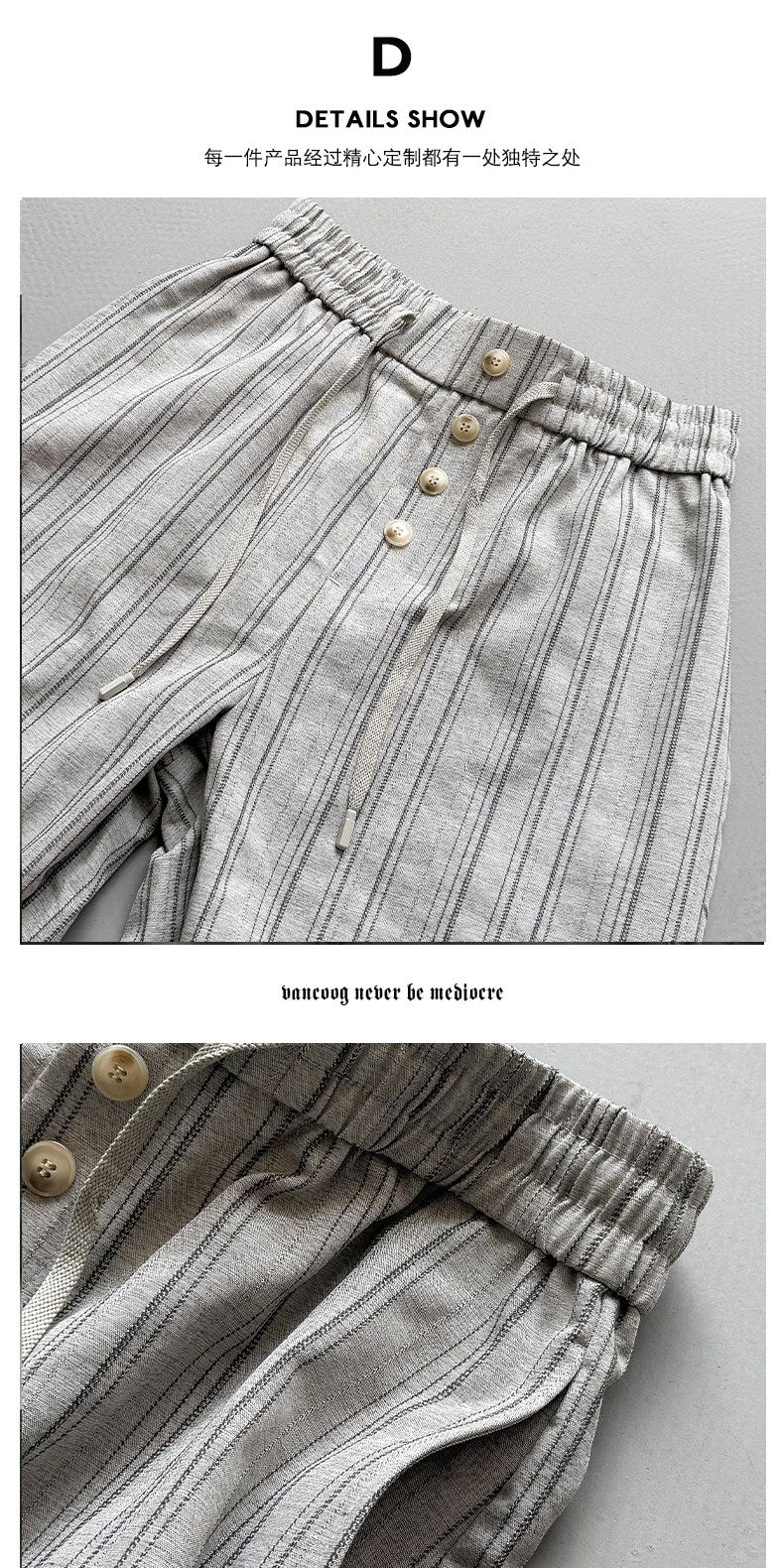Striped Drapey Wide-Leg Trousers – Loose Vintage Casual Summer Pants Unisex – Japanese vintage | yamalin clothes | Yamalinclothes