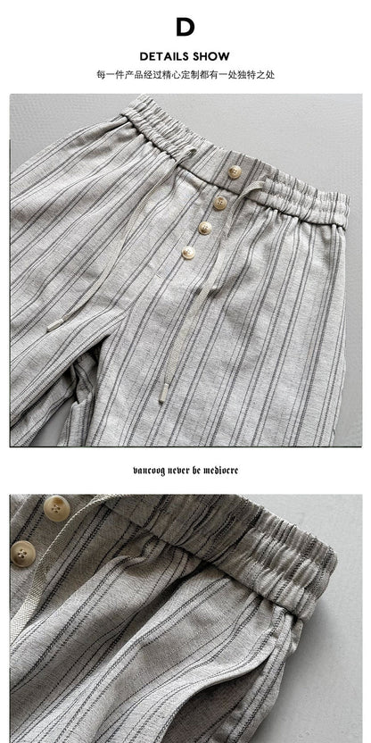 Striped Drapey Wide-Leg Trousers – Loose Vintage Casual Summer Pants Unisex – Japanese vintage | yamalin clothes | Yamalinclothes