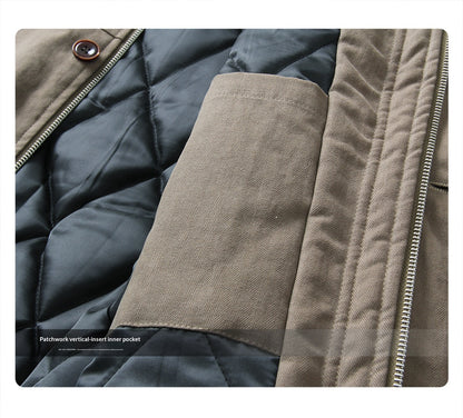Fur Collar Turn-Down Utility Cotton Jacket – Vintage Loose Outdoor Unisex