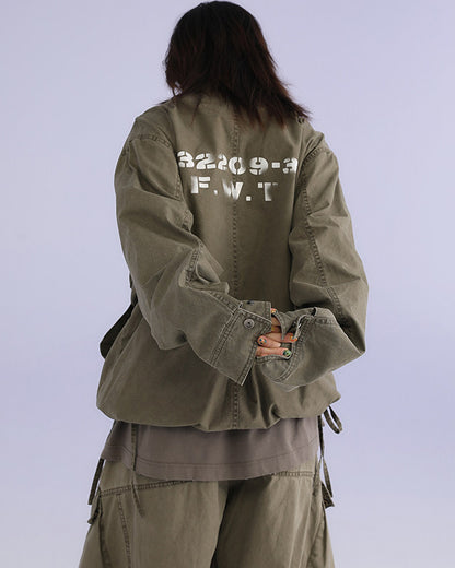 American Retro Stand Collar Cargo Jacket – Loose Unisex Autumn
