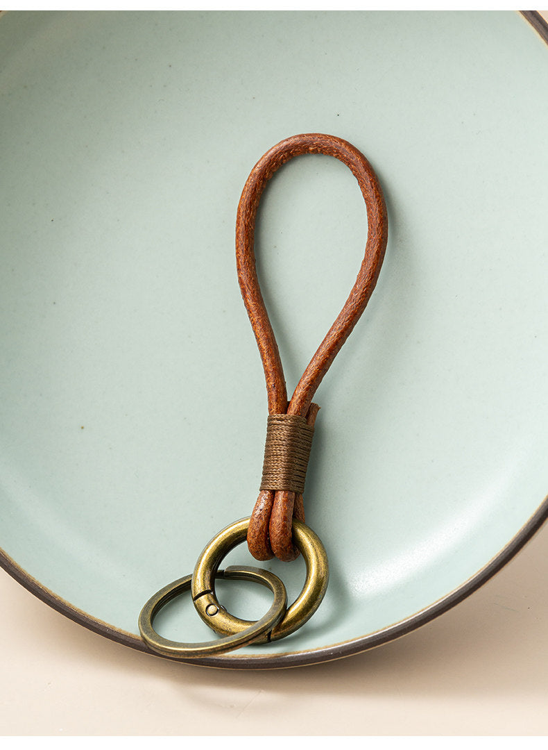Vintage Cowhide Leather Keychain – Bracelet Pendant Charm – Japanese vintage | yamalin clothes | Yamalinclothes